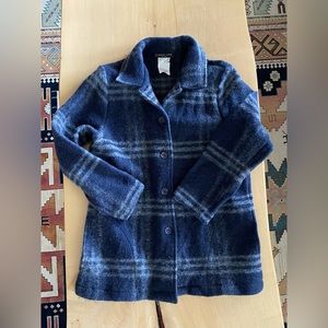 Vintage Wool Blue and Grey Plaid Shirt Jacket